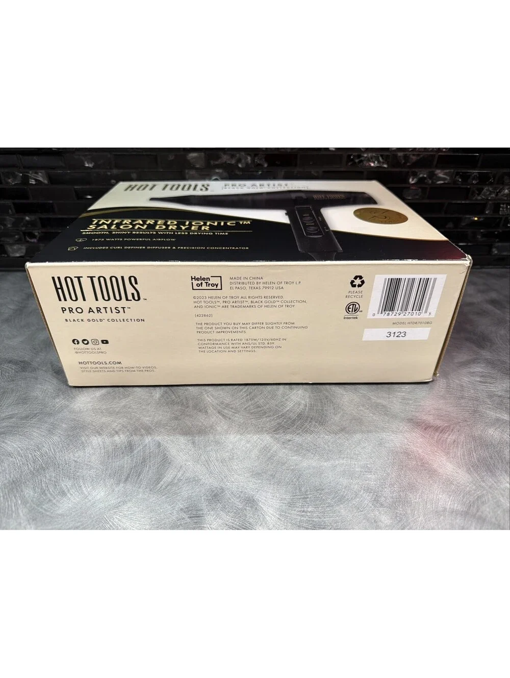 Hot Tools Pro Artist Infrared Ionic Salon Hair Dryer Black Gold Collection